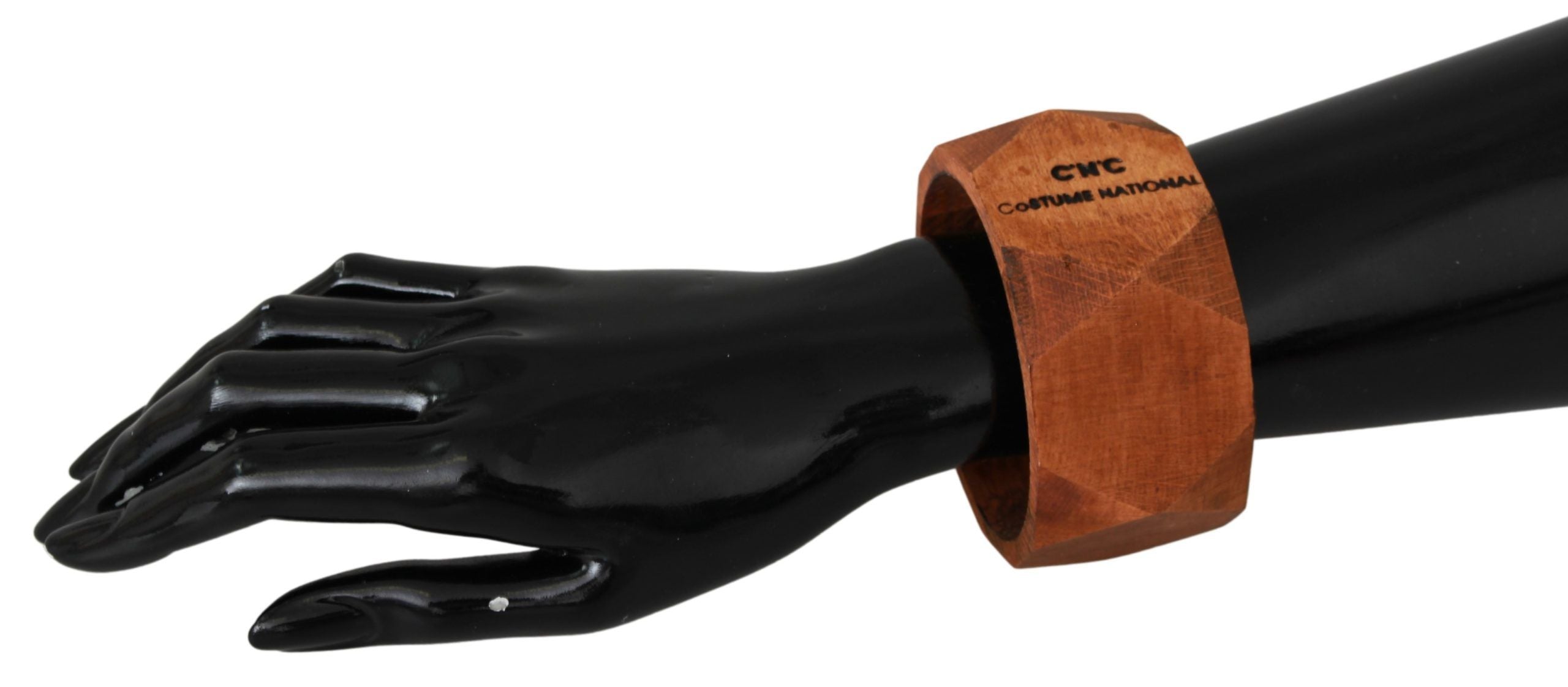 Costume National Brown Wooden Bracelet with Branding