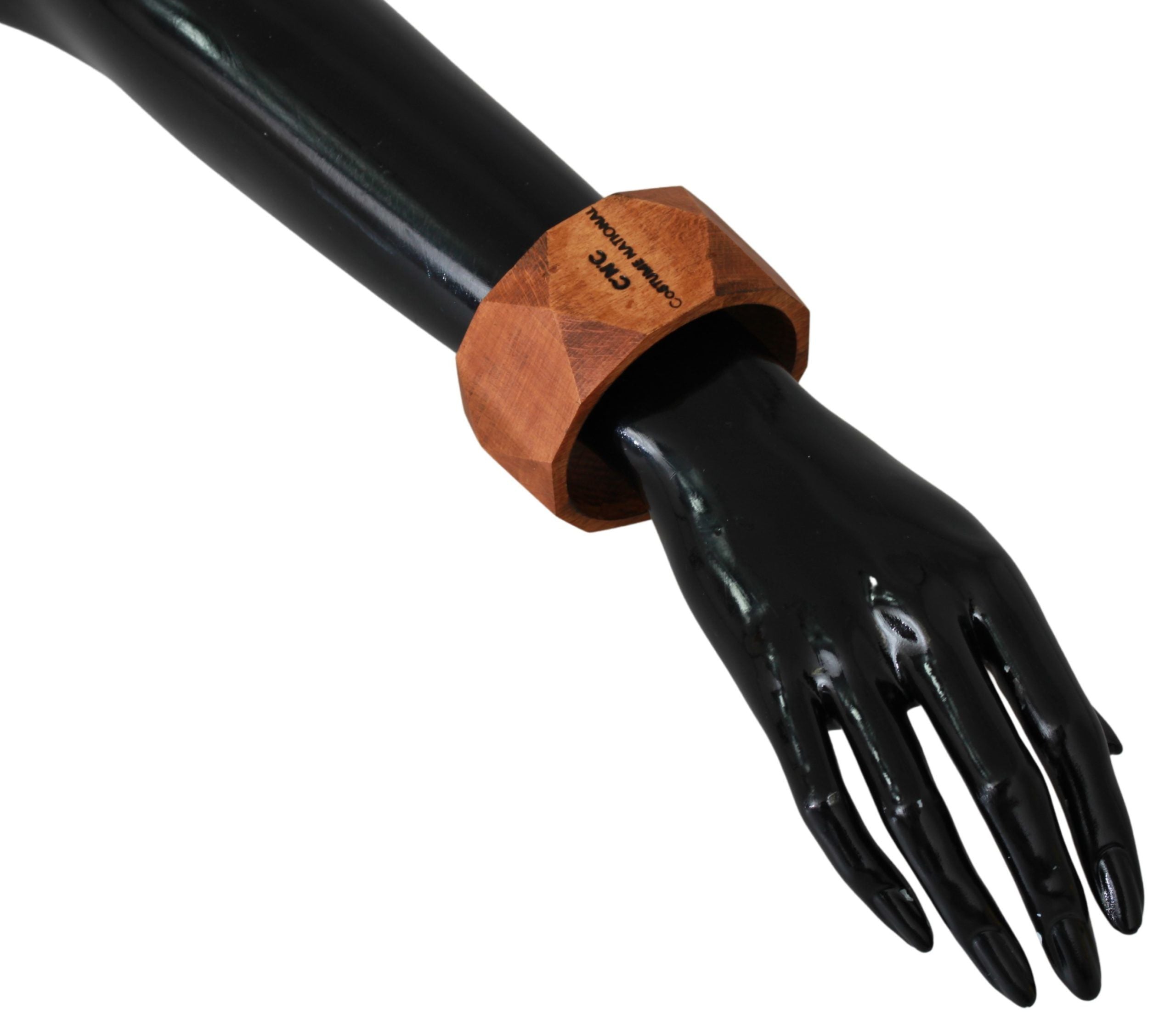 Costume National Brown Wooden Bracelet with Branding