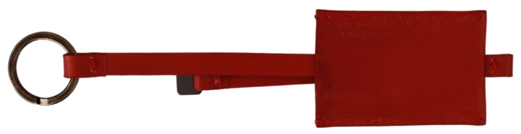 Costume National Red Leather Logo Keyring