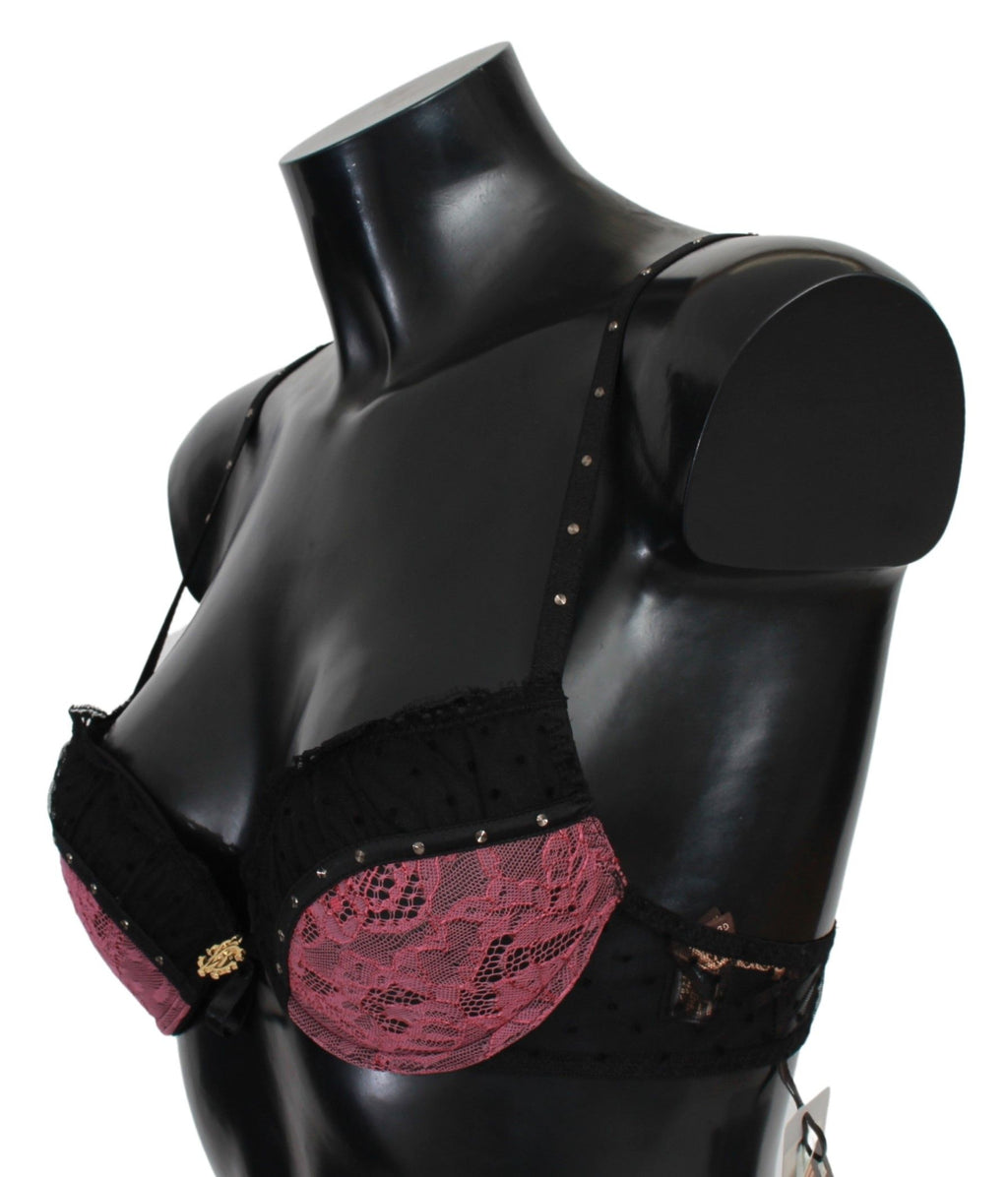 Roberto Cavalli Schwarz Rosa Spitze Push Up BH Unterwäsche