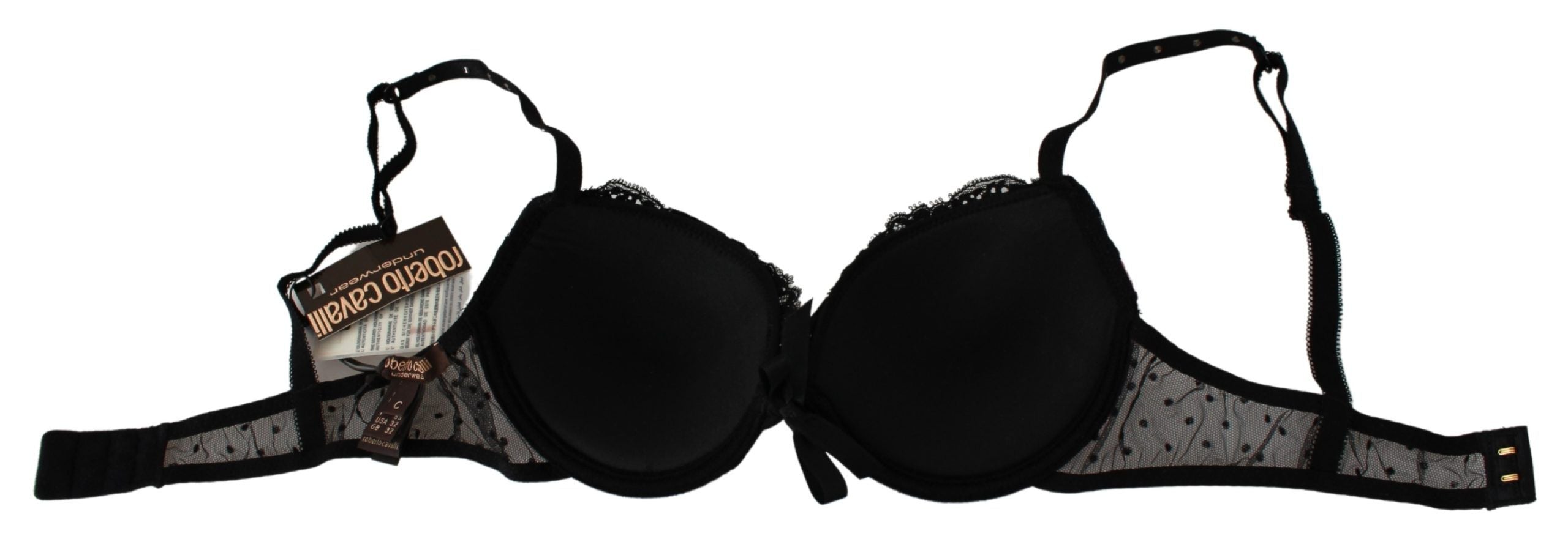 Roberto Cavalli Schwarz Rosa Spitze Push Up BH Unterwäsche