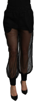 Dolce & Gabbana Schwarze See-Through-Jogger-Hose aus Polyester