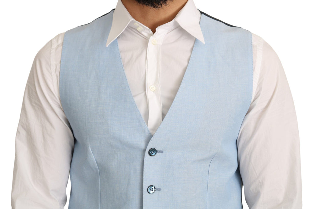 Dolce & Gabbana Blauer Viskose-Stretch-Mantel, formelle Weste