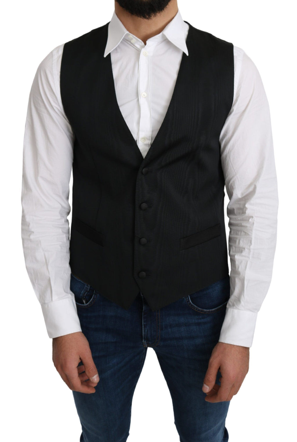 Dolce & Gabbana Grauer formeller Mantel aus 100% Seide Weste
