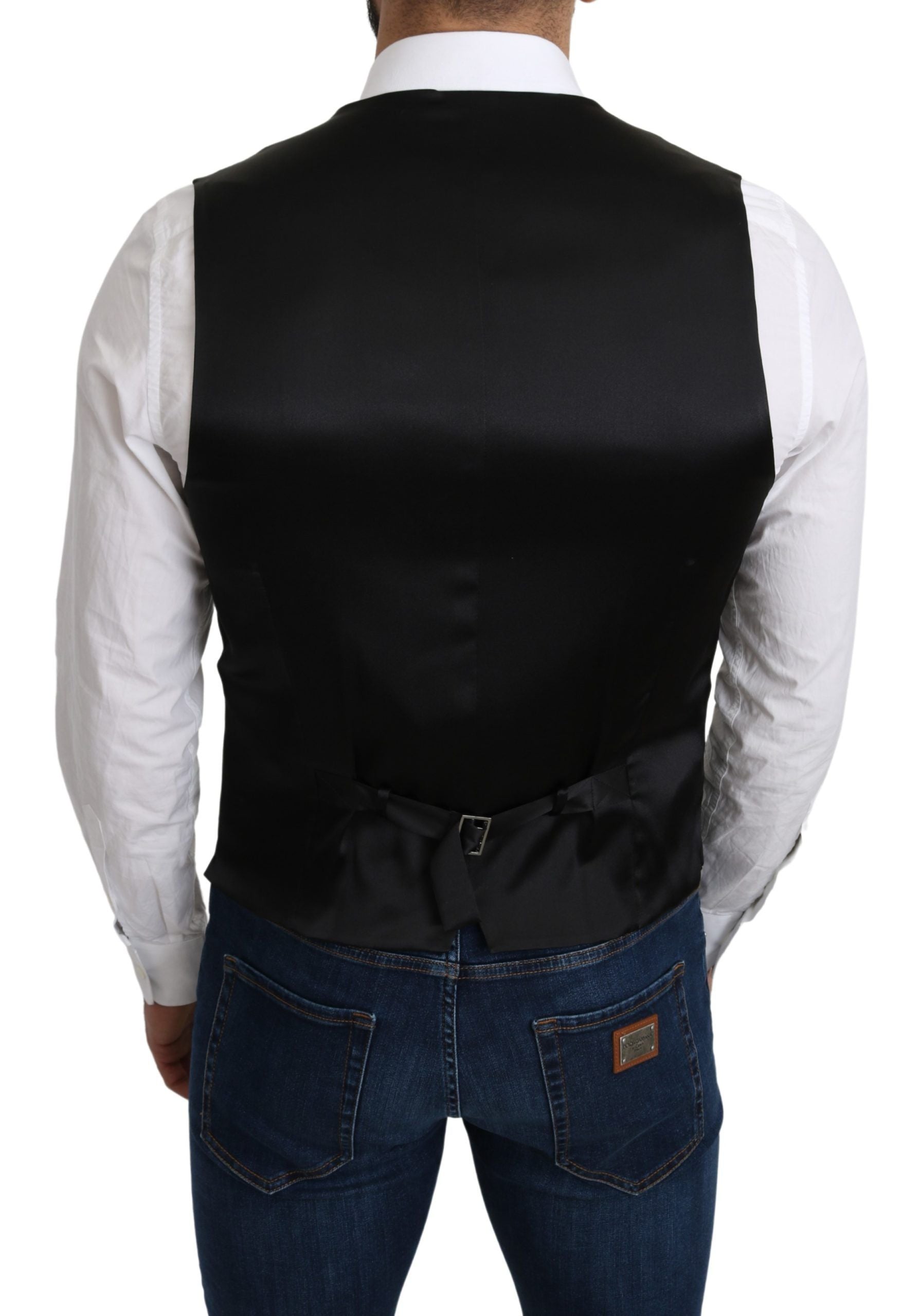 Dolce & Gabbana Grauer formeller Mantel aus 100% Seide Weste