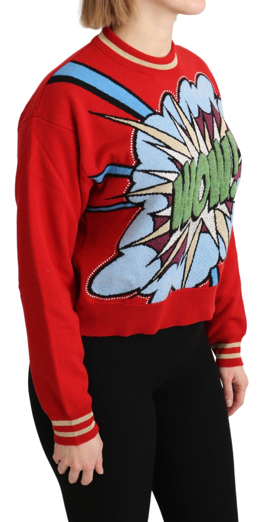 Dolce & Gabbana Red Cartoon-Style Cashmere Knit Jumper