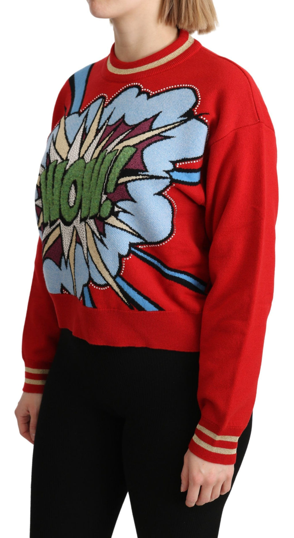 Dolce & Gabbana Red Cartoon-Style Cashmere Knit Jumper