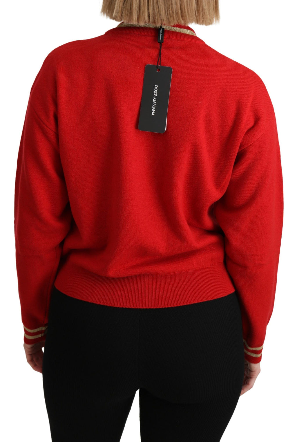 Dolce & Gabbana Red Cartoon-Style Cashmere Knit Jumper
