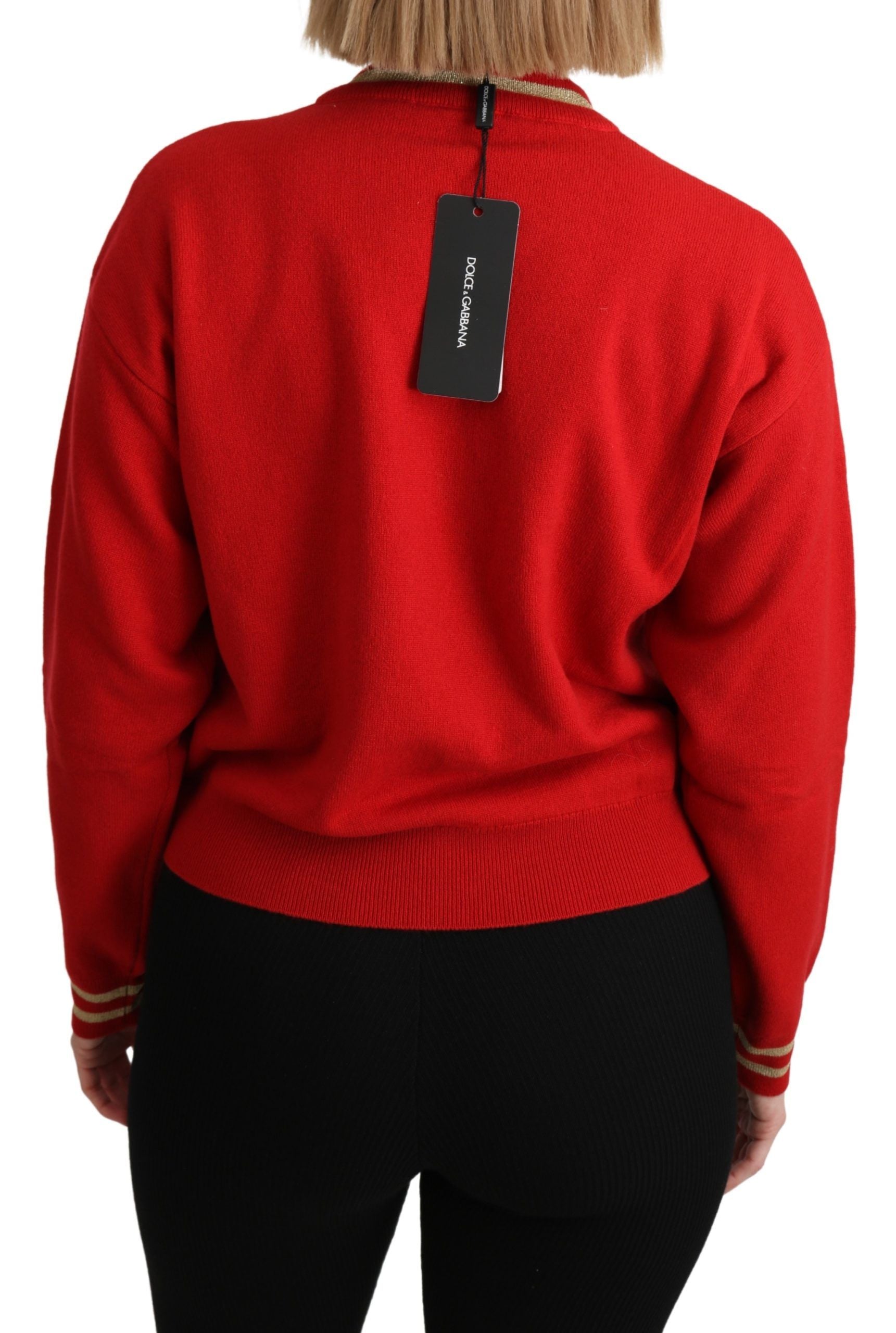 Dolce & Gabbana Red Cartoon-Style Cashmere Knit Jumper
