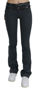 John Galliano Grey Mid Waist Slim Flared Denim Trousers