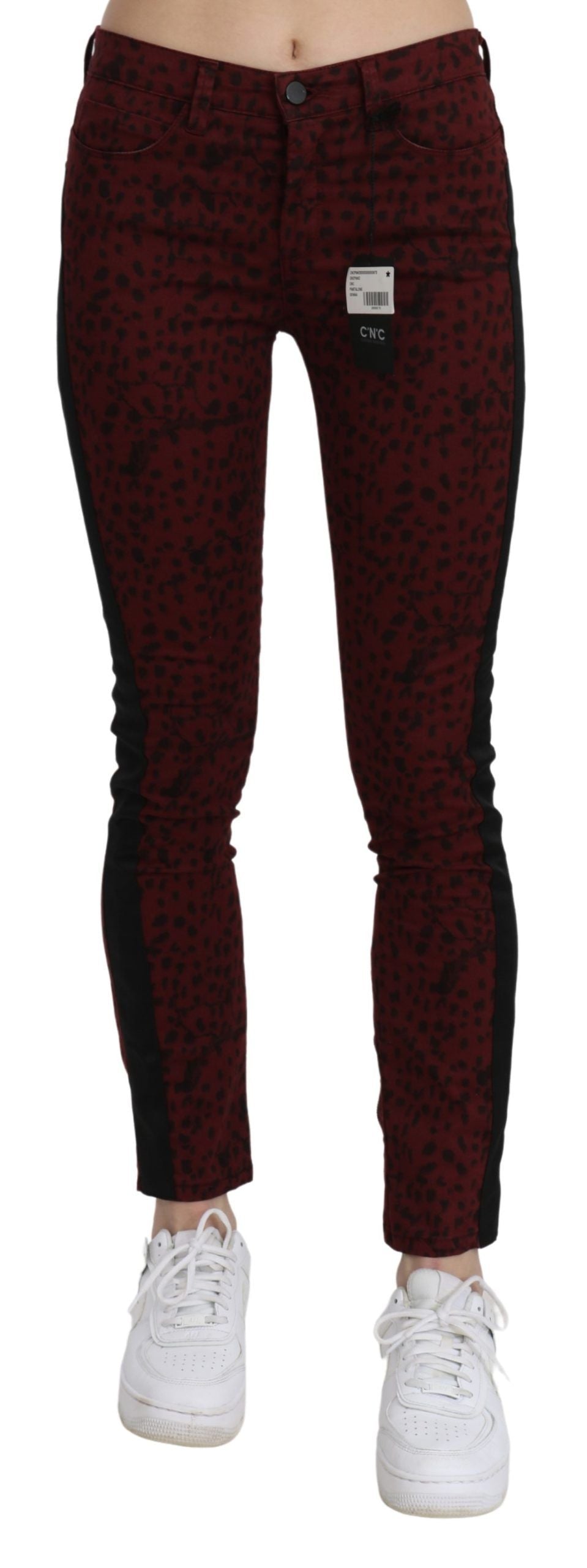 Costume National Dark Red Mid-Rise Slim Fit Jeans in Cotton