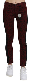 Costume National Dark Red Mid-Rise Slim Fit Jeans in Cotton