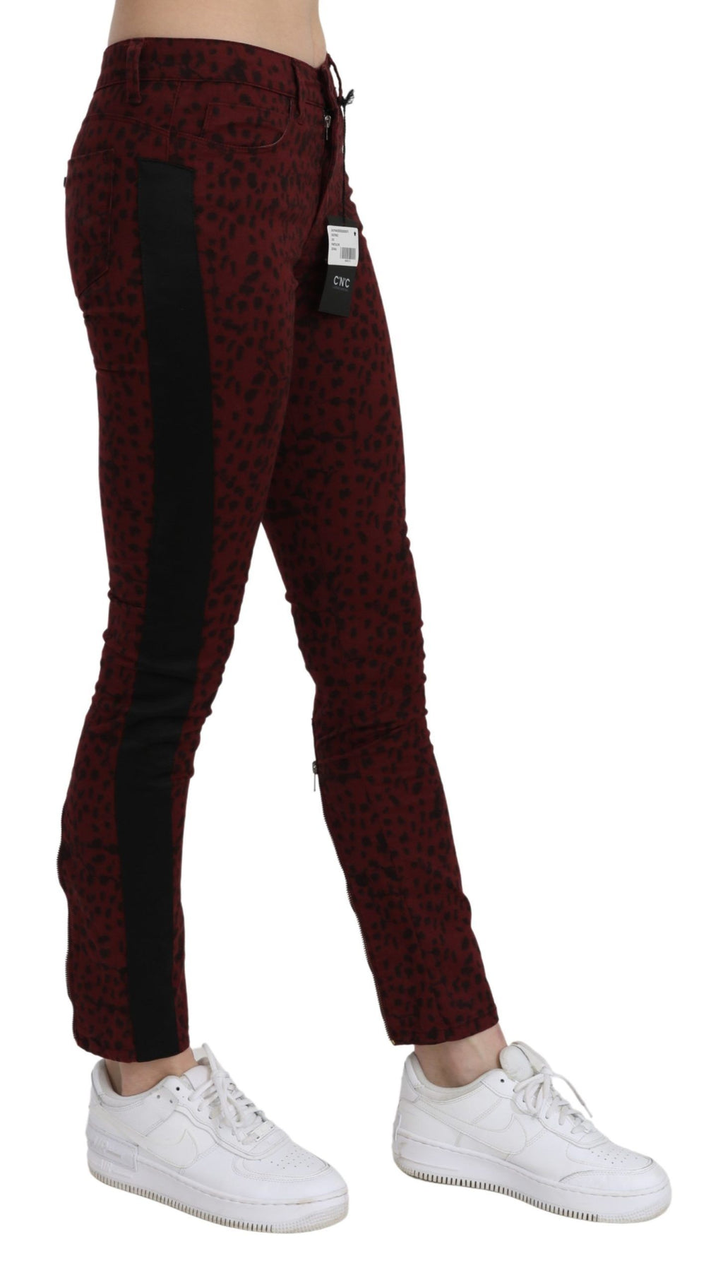 Costume National Dark Red Mid-Rise Slim Fit Jeans in Cotton
