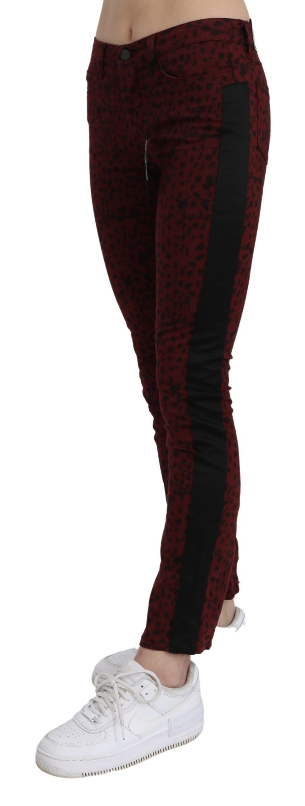 Costume National Dark Red Mid-Rise Slim Fit Jeans in Cotton