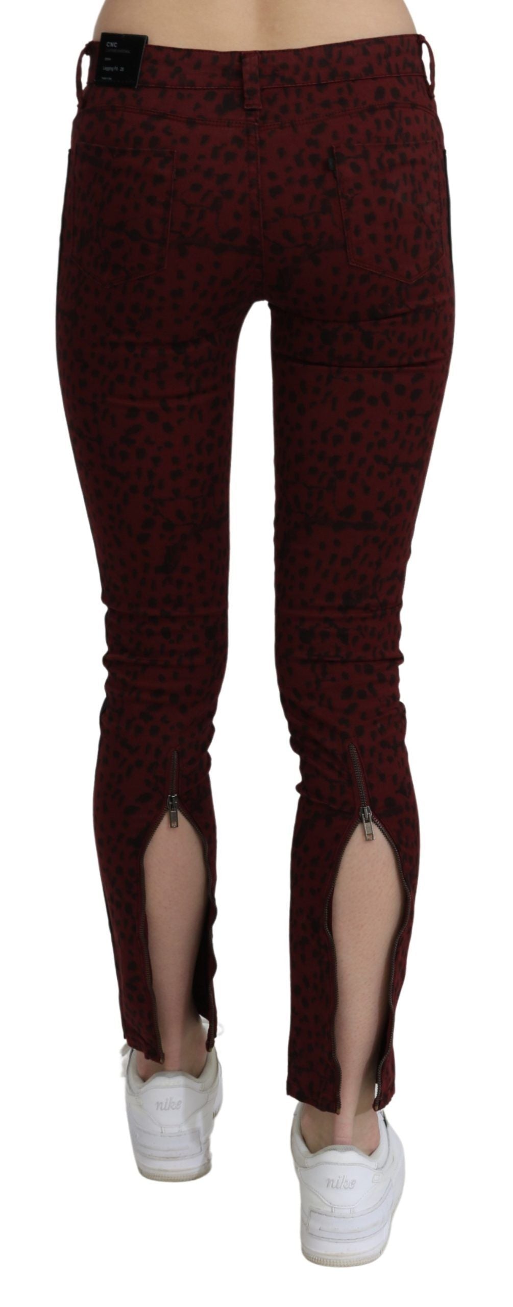Costume National Dark Red Mid-Rise Slim Fit Jeans in Cotton