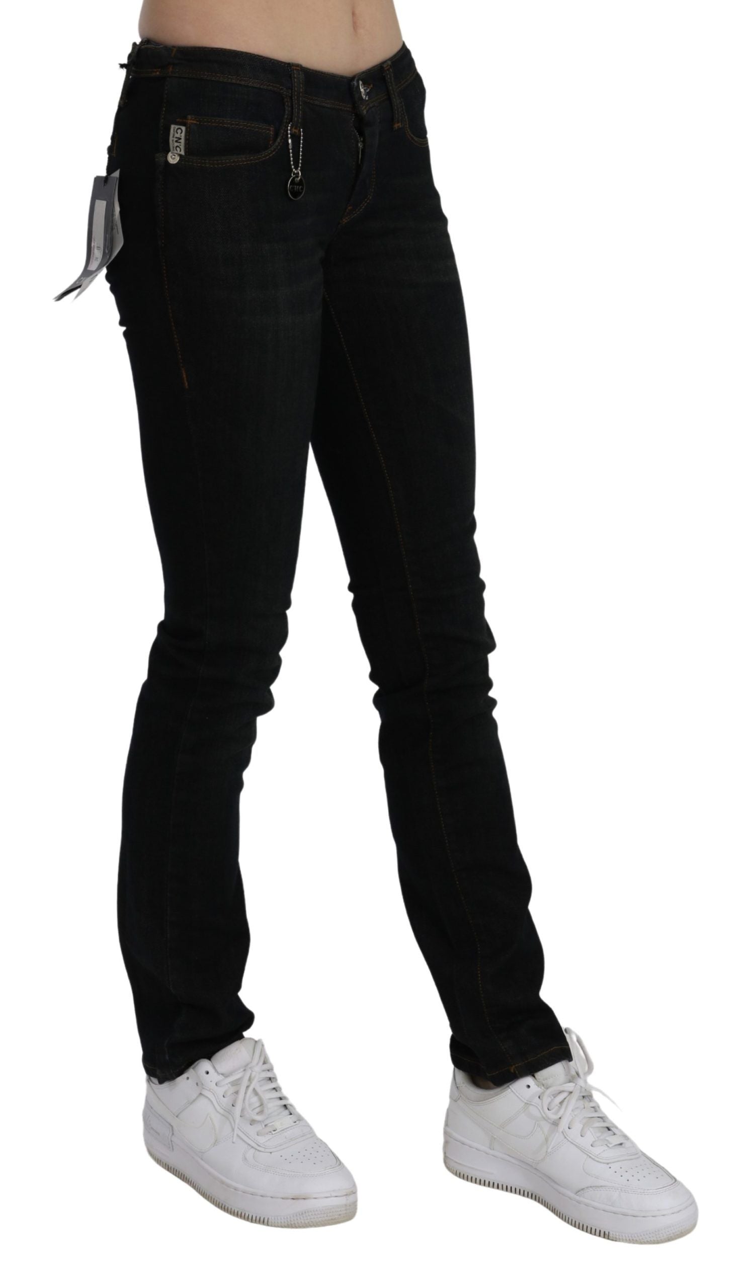 Costume National Schwarze Mid Waist Skinny Denim Baumwolljeans