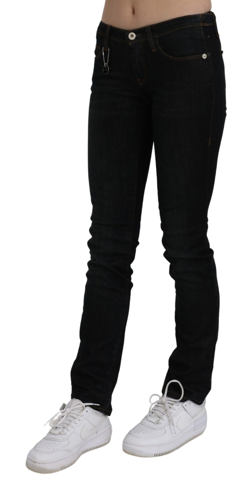 Costume National Schwarze Mid Waist Skinny Denim Baumwolljeans