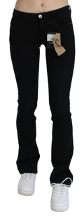 Costume National Schwarze Skinny-Jeans aus Baumwoll-Denim mit niedriger Taille