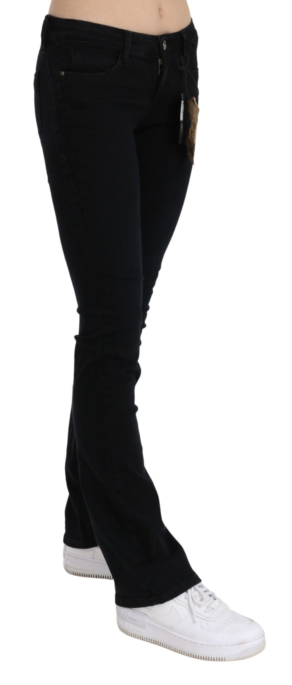 Costume National Schwarze Skinny-Jeans aus Baumwoll-Denim mit niedriger Taille