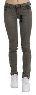 Costume National Graue Skinny-Jeans aus Baumwolle mit niedriger Taille