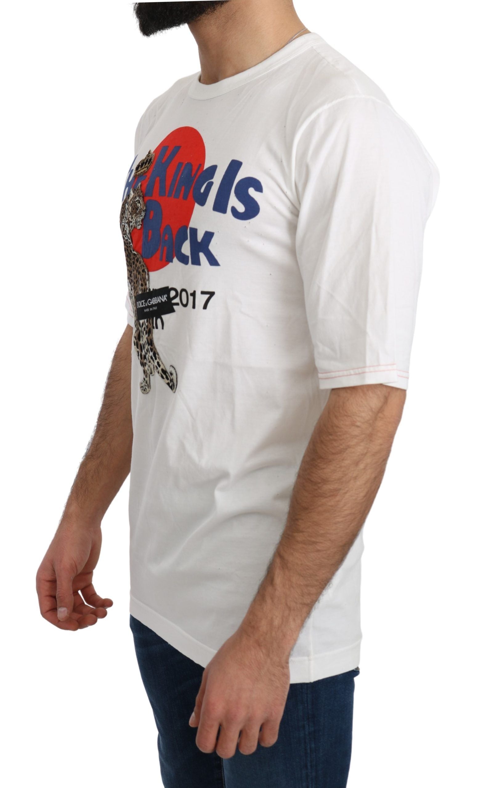 Dolce & Gabbana Weißes Leopard Royal Top T-shirt