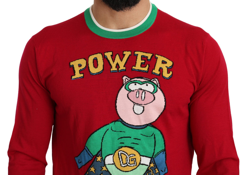 Dolce & Gabbana Red Wool-Silk Sweater for the Year of the Pig
