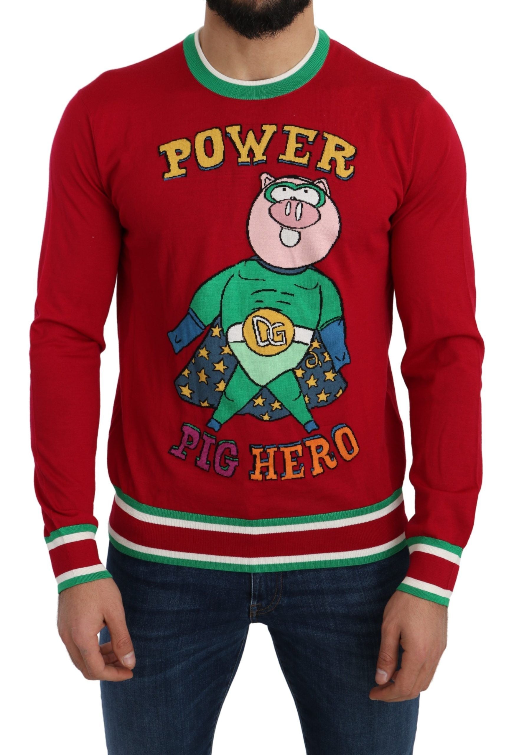 Dolce & Gabbana Red Wool-Silk Sweater for the Year of the Pig