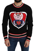 Dolce & Gabbana Schwarzer Kaschmir-Pullover Schwein des Jahres