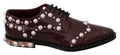 Dolce & Gabbana Bordeaux Leder Kristall Perlen Formelle Schuhe
