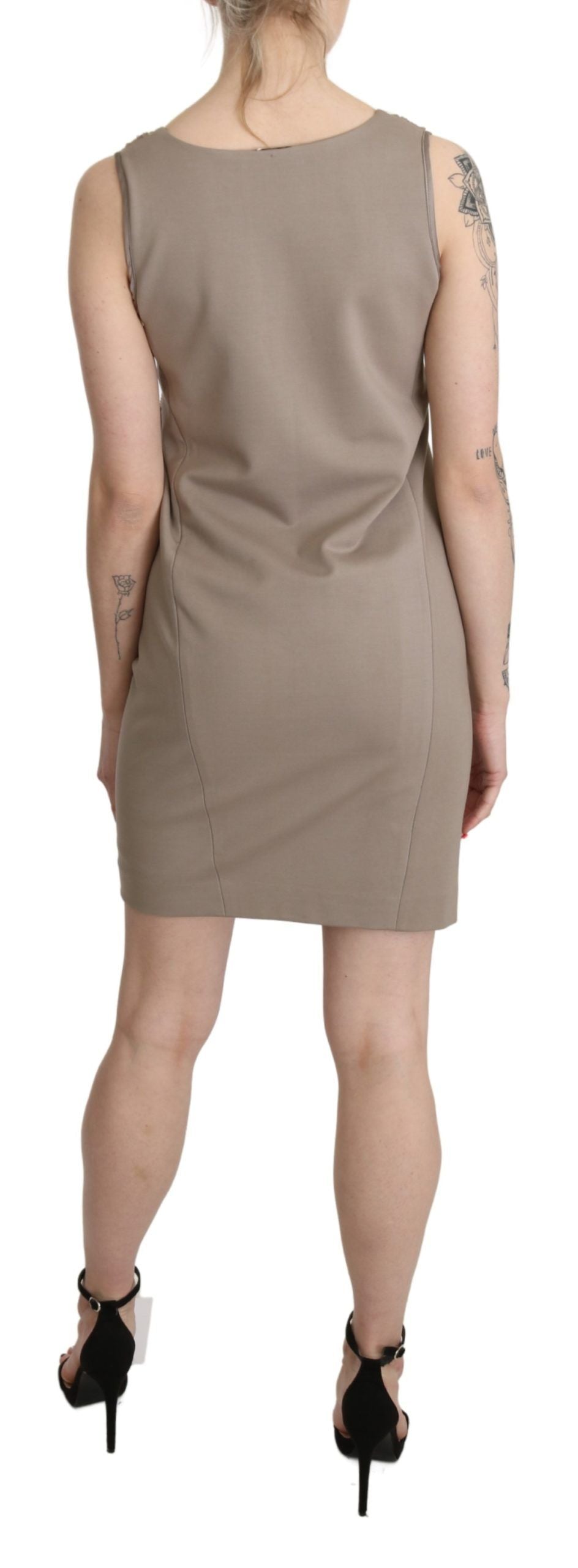 Liu Jo Brown Sequin V-Neck Sleeveless Sheath Dress