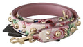 Dolce & Gabbana Pink Floral Leather Studded Accessory Shoulder Strap