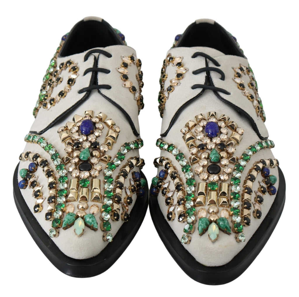 Dolce & Gabbana Weiße Wildleder Kristall Kleid Broque Schuhe