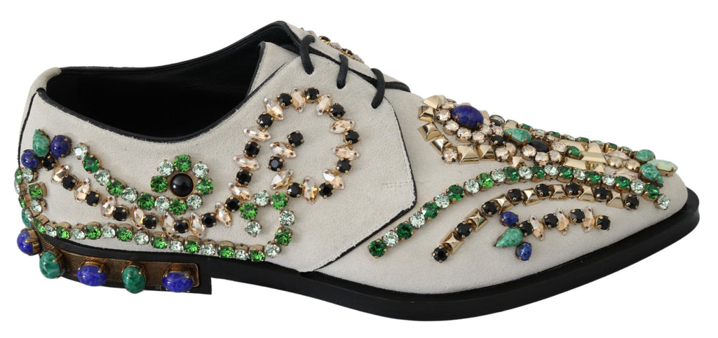 Dolce & Gabbana Weiße Wildleder Kristall Kleid Broque Schuhe