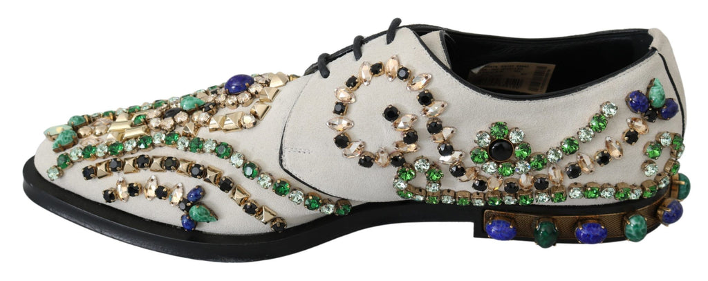 Dolce & Gabbana Weiße Wildleder Kristall Kleid Broque Schuhe