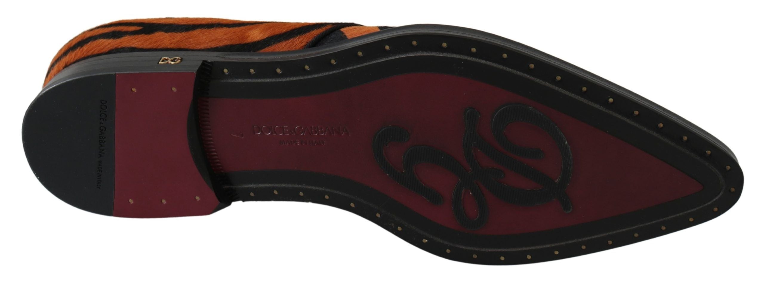 Dolce & Gabbana Orange Pony Hair Formal Brogue Shoes