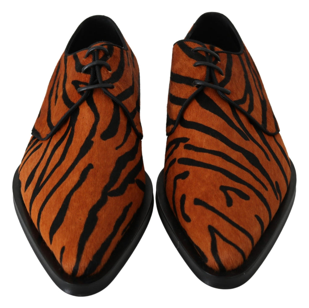 Dolce & Gabbana Orange Pony Haar Formal Kleid Broque Schuhe