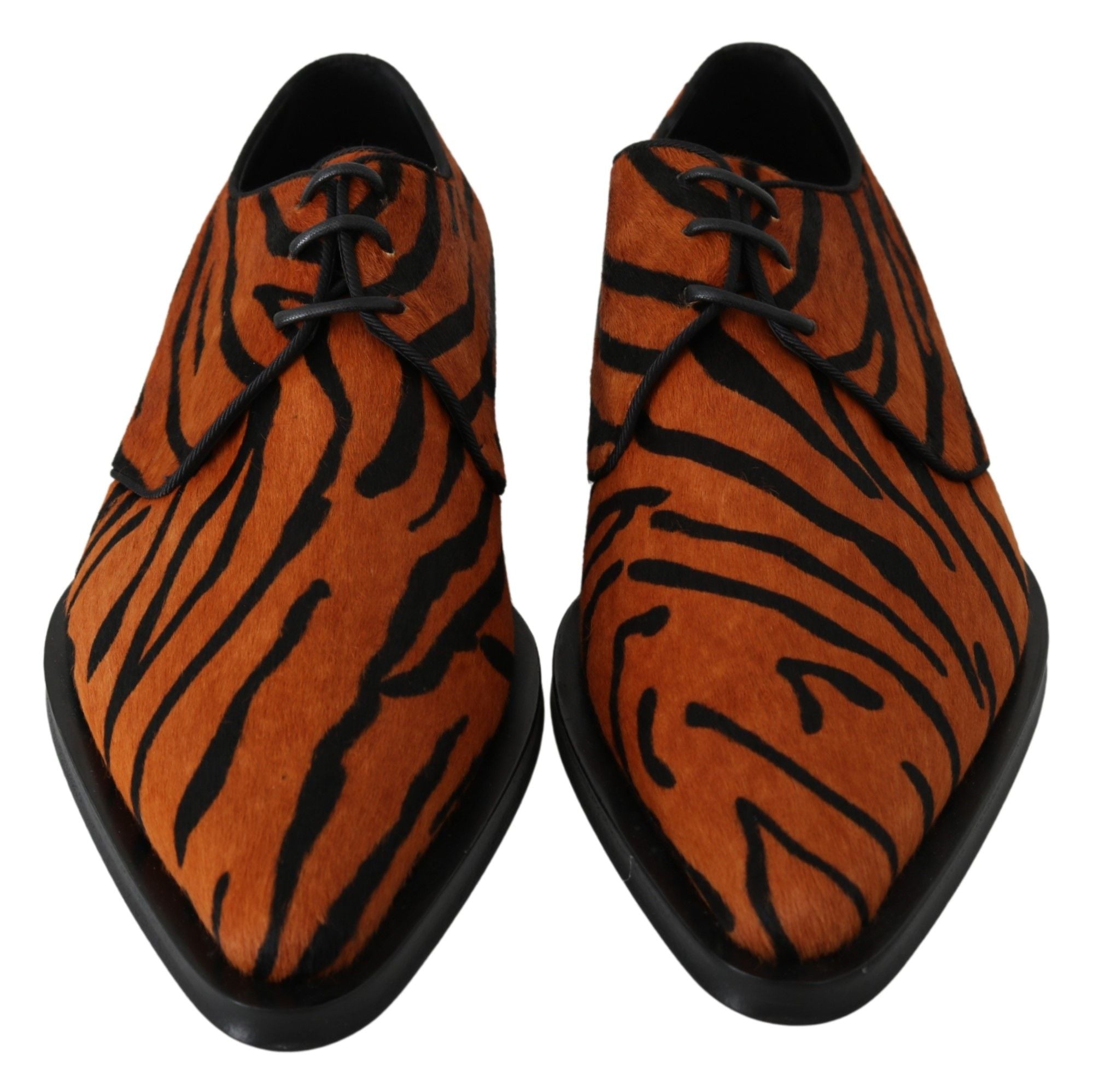 Dolce & Gabbana Orange Pony Hair Formal Brogue Shoes