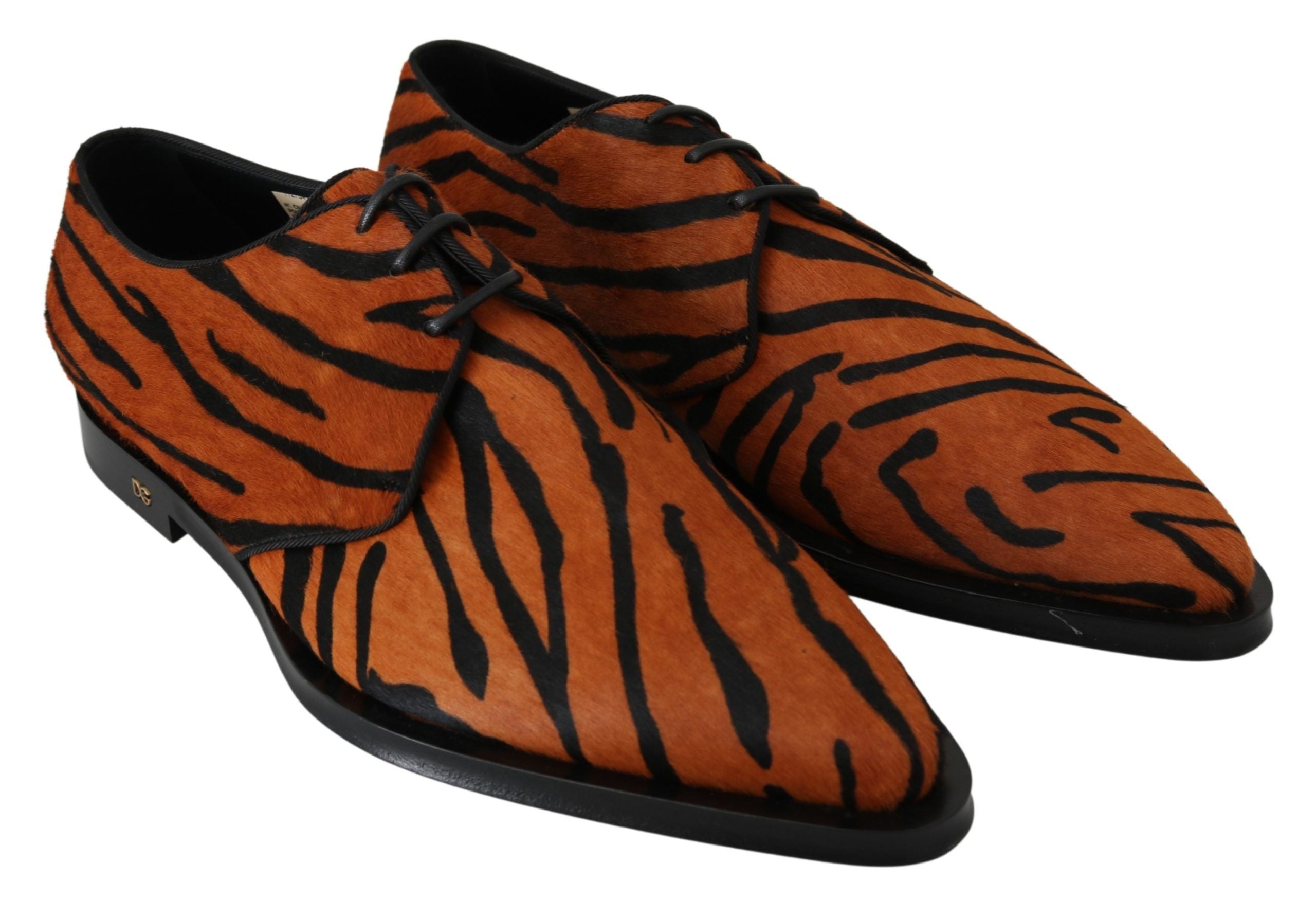 Dolce & Gabbana Orange Pony Hair Formal Brogue Shoes