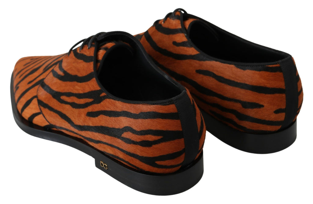 Dolce & Gabbana Orange Pony Haar Formal Kleid Broque Schuhe