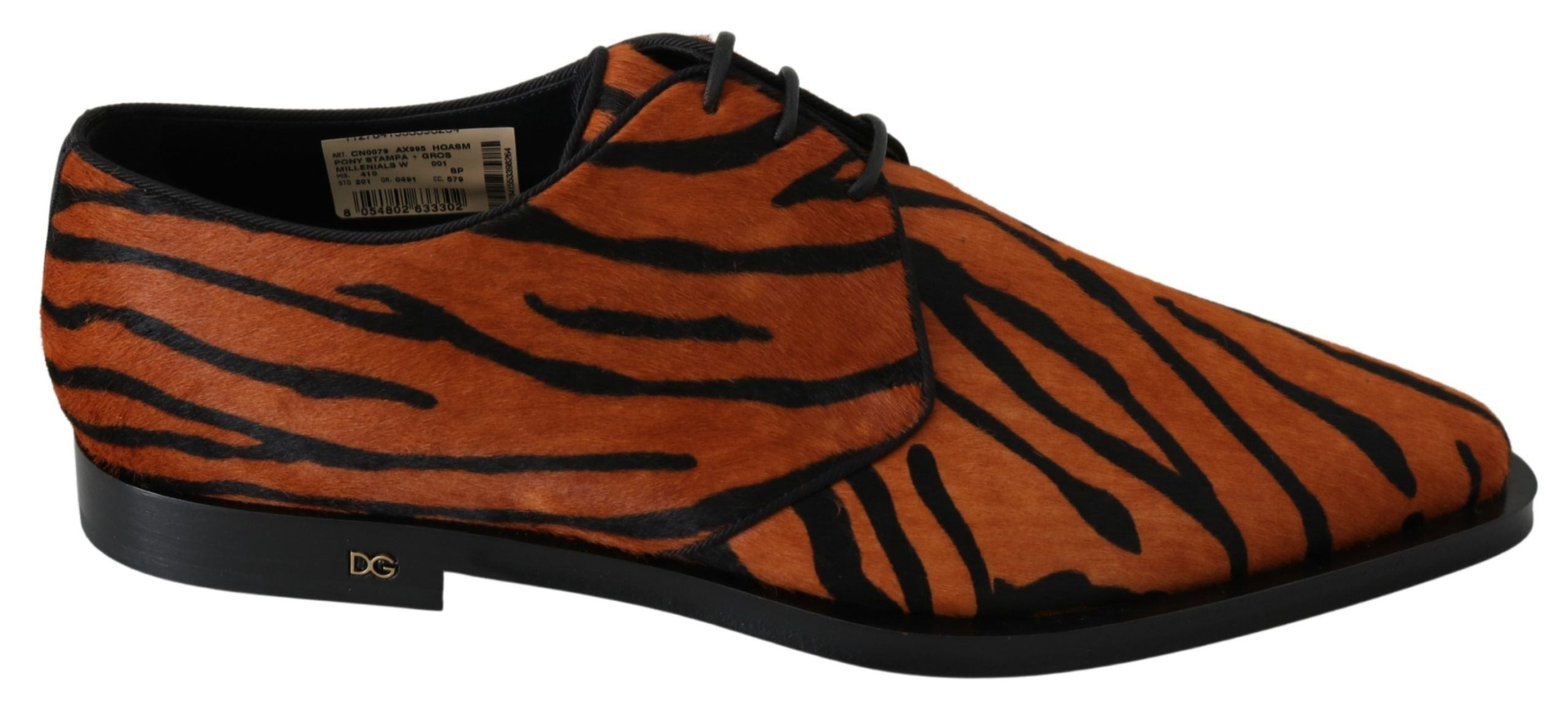Dolce & Gabbana Orange Pony Hair Formal Brogue Shoes