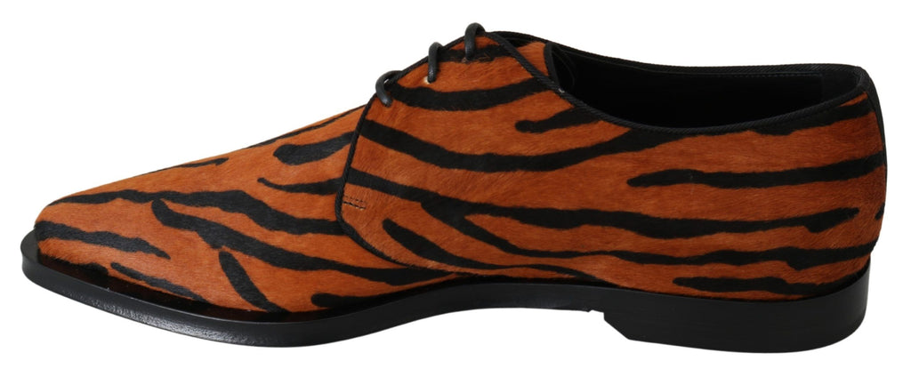 Dolce & Gabbana Orange Pony Haar Formal Kleid Broque Schuhe