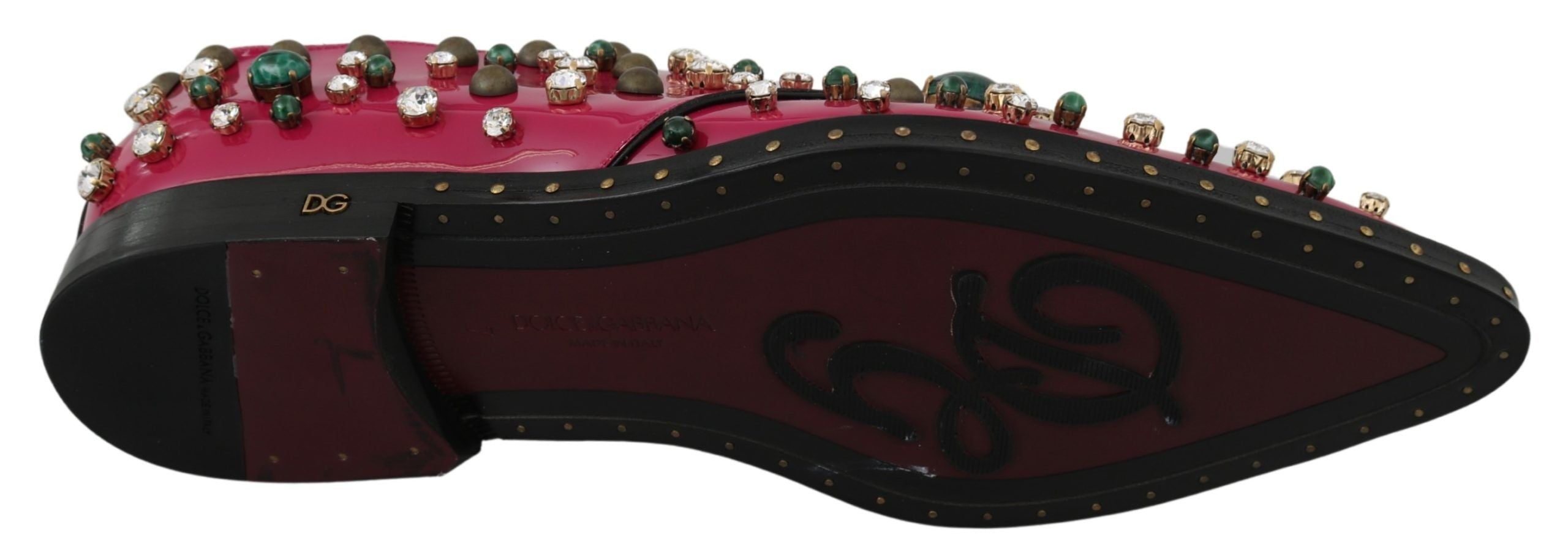 Dolce & Gabbana Pink Leather Crystals Dress Brogue Shoes