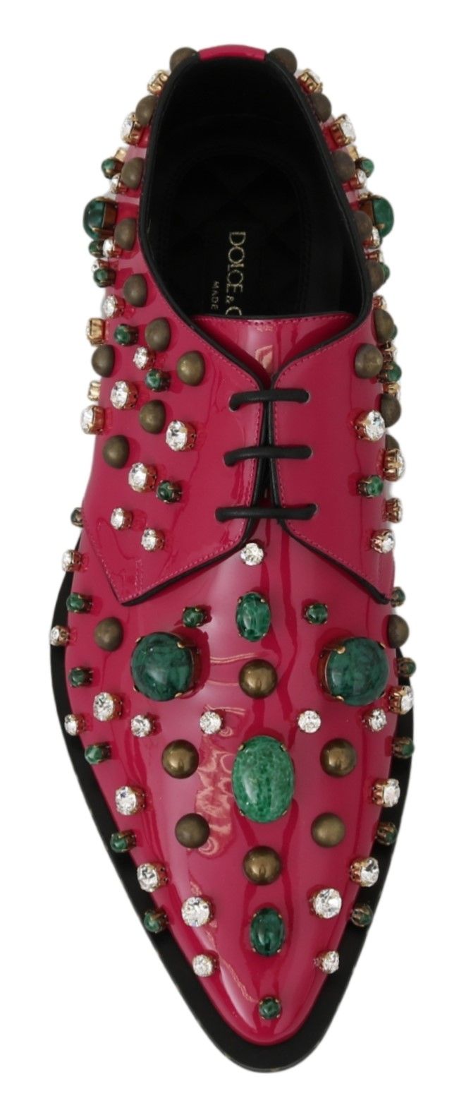Dolce & Gabbana Pink Leather Crystals Dress Brogue Shoes