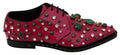 Dolce & Gabbana Pink Leather Crystals Dress Brogue Shoes