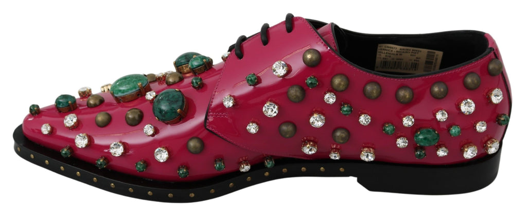 Dolce & Gabbana Pink Leather Crystals Dress Brogue Shoes