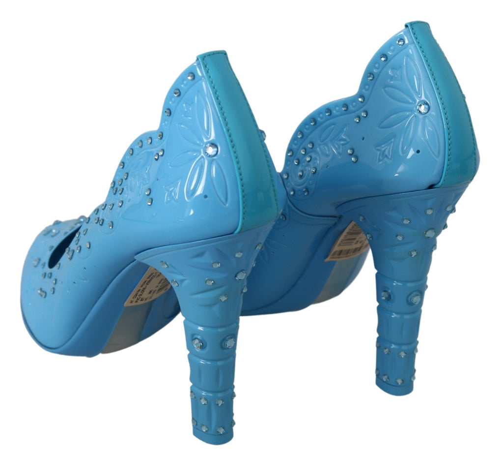 Dolce & Gabbana Blau Kristall Floral CINDERELLA Heels Schuhe