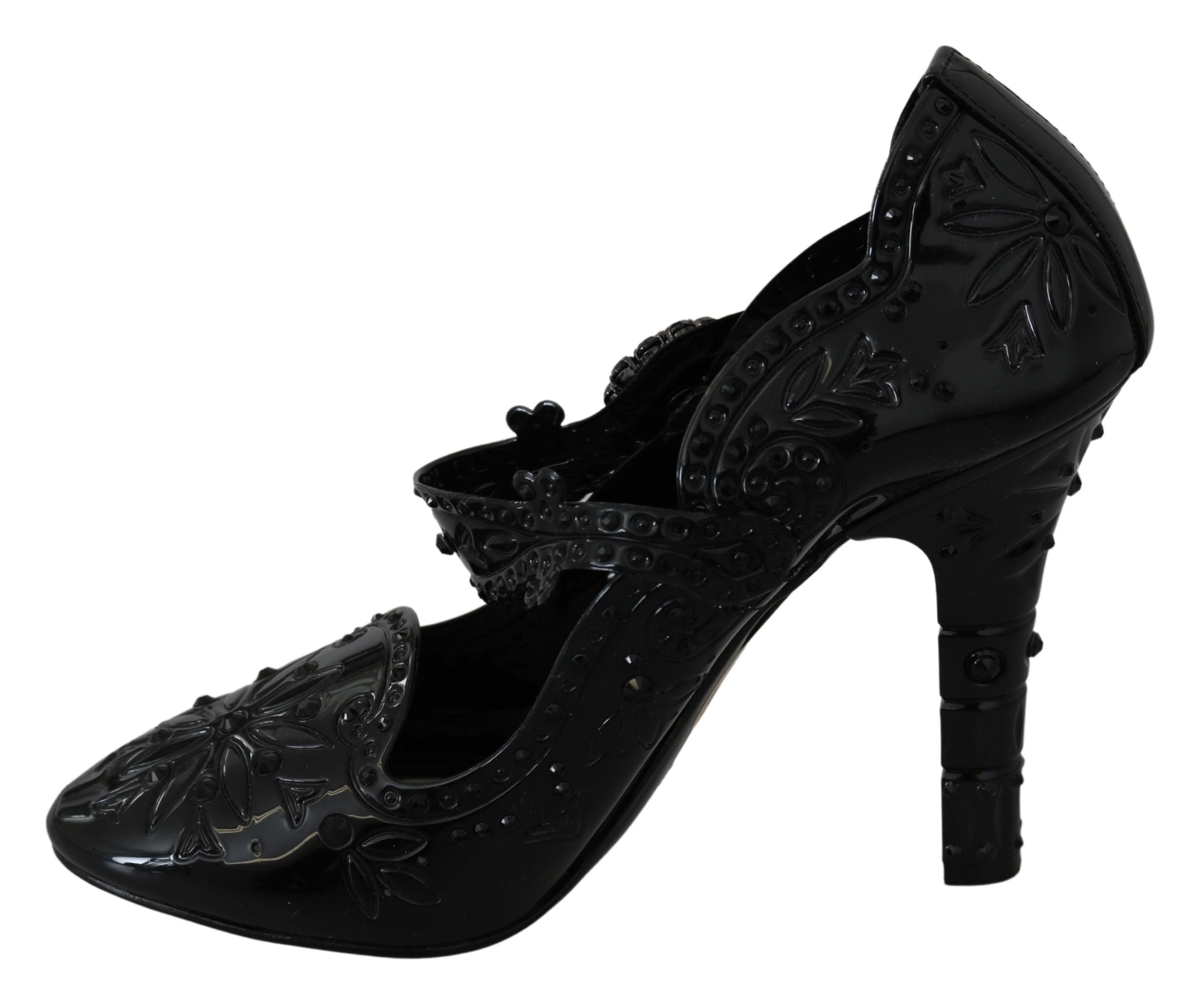 Dolce & Gabbana Schwarz Floral Kristall CINDERELLA Heels Schuhe
