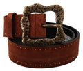 Dolce & Gabbana Brown Suede Studded Baroque Belt