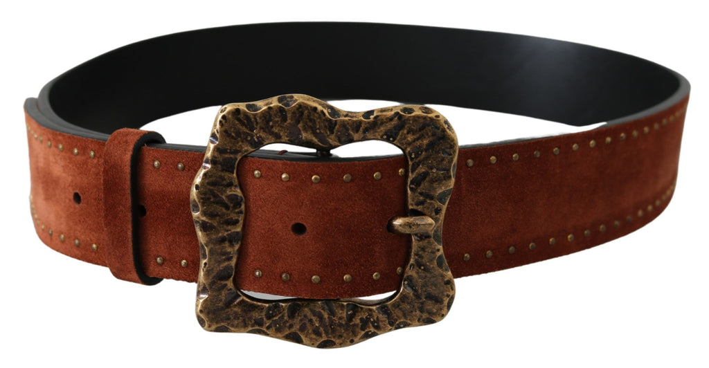 Dolce & Gabbana Brown Suede Studded Baroque Belt