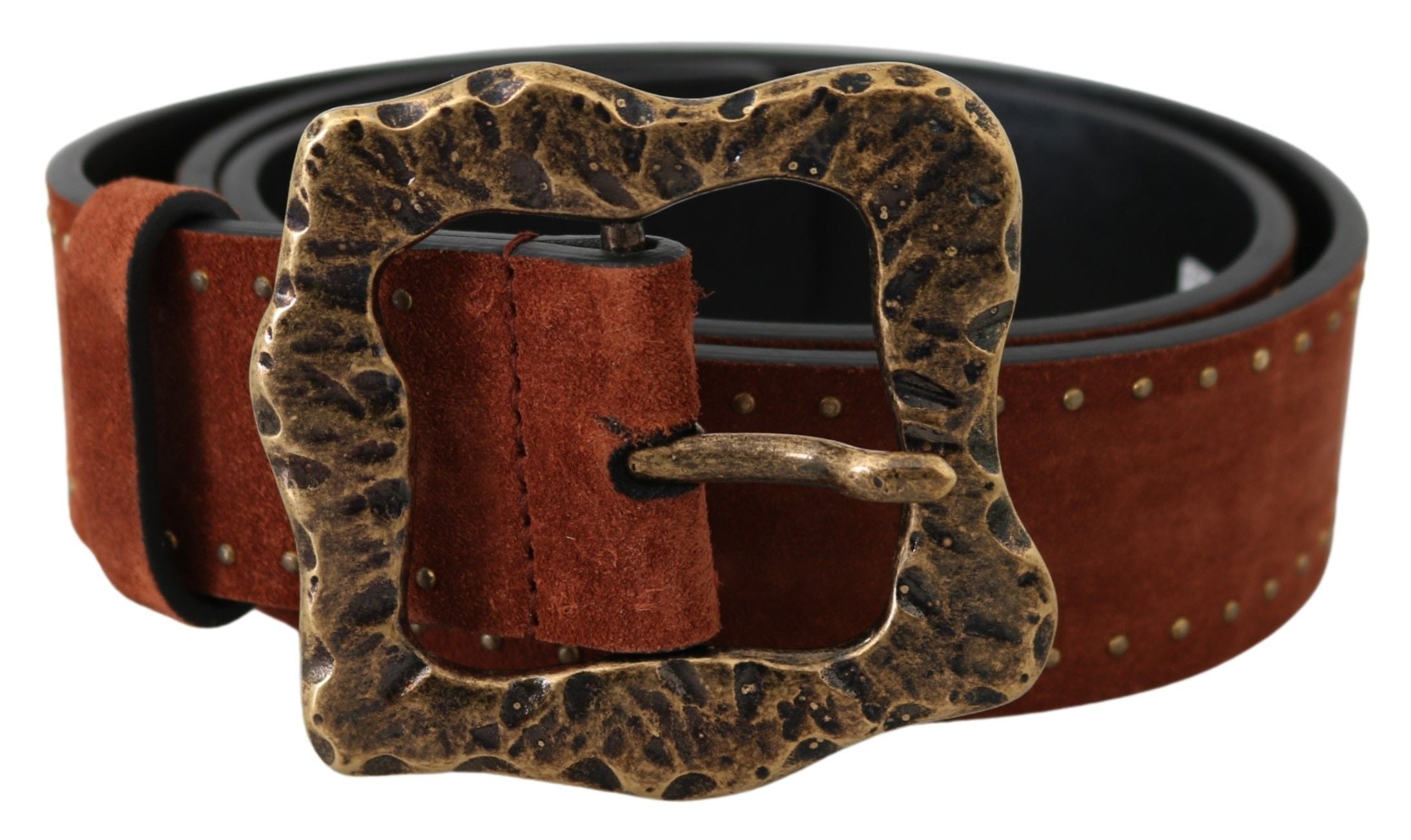 Dolce & Gabbana Brown Suede Studded Baroque Belt